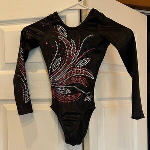 Black and Red Kids Gymnastics Leotard